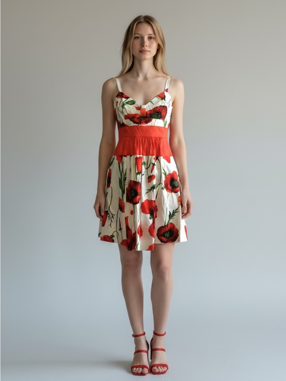 Jessica Simpson white and red flowered dress